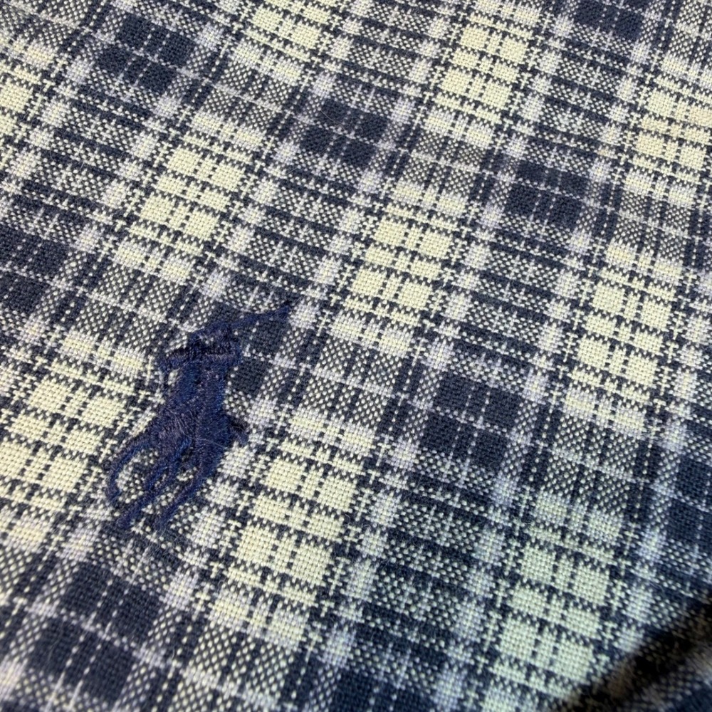 Ralph Lauren Button Down Mens XXL Blue Plaid Greggor Long Sleeve Shirt EUC - Picture 4 of 14